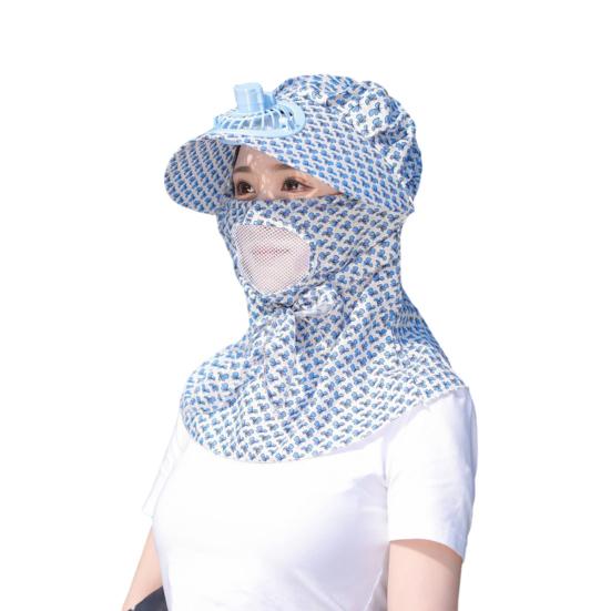 Sun Protection Floral Print Safe Cooling Washable Gardening Fan Sunhat Camping Hat