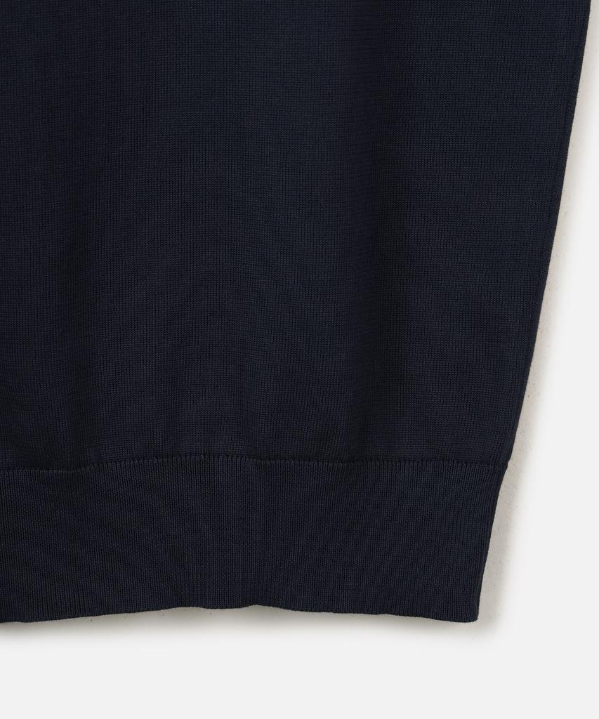 247Silijeu Supima Cotton Collar Half Knit Dark Navy (B Type)