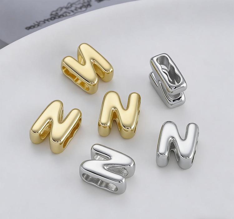 1pc Alphabet Bead Polished Design Mini 3D Bubble 26 Letter Charm for DIY Necklace Bracelet Jewelry Making