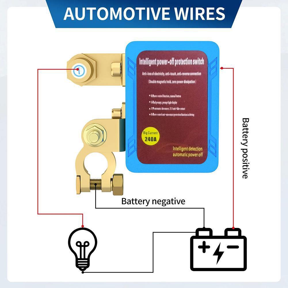 12V 240A Auto Battery Wireless Double Remote Control Breaker Intelligent Anti-theft Scooter Battery Power Switch