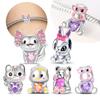 Copper Pink Cat Duck Cute Carton Charms Beads Fit Original Pandora Bracelets Diy Charm Bead For Women Fine Jewelry