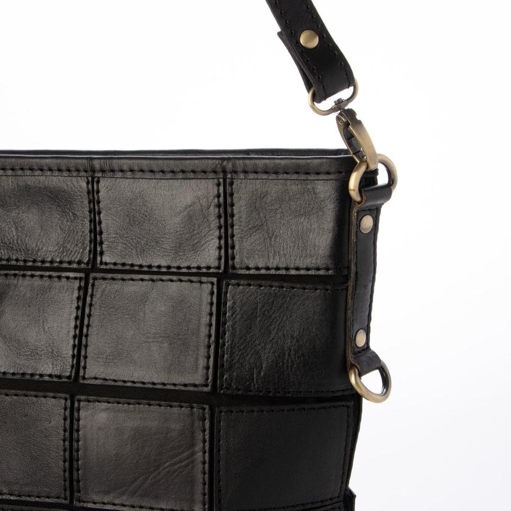 Cowhide Patchwork Shoulder Bag [Peakspeak] Fold-Over 2-Way