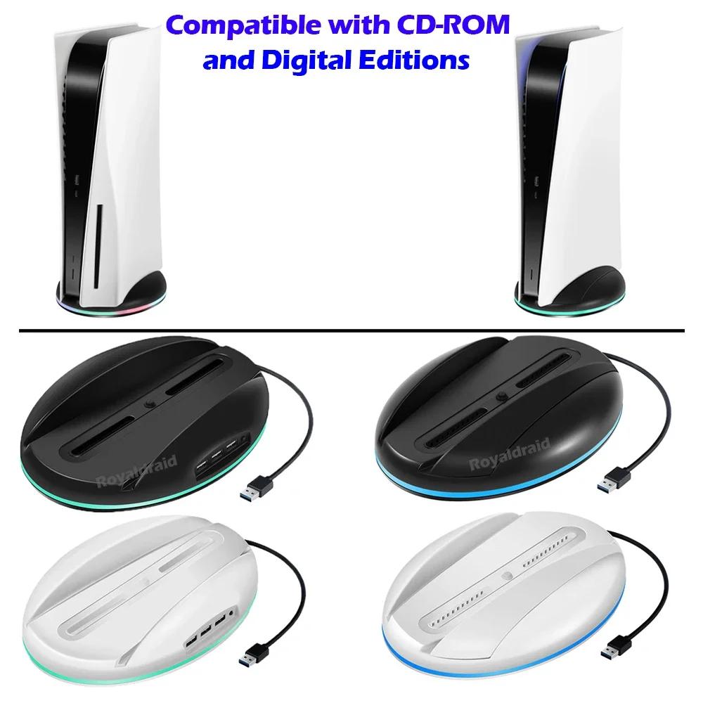 NOVINKA pro herní konzoli PS5 RGB LED vertikální osvětlení držák stojan se 3 porty USB 2.0 pro Playstation 5 PS5 příslušenství