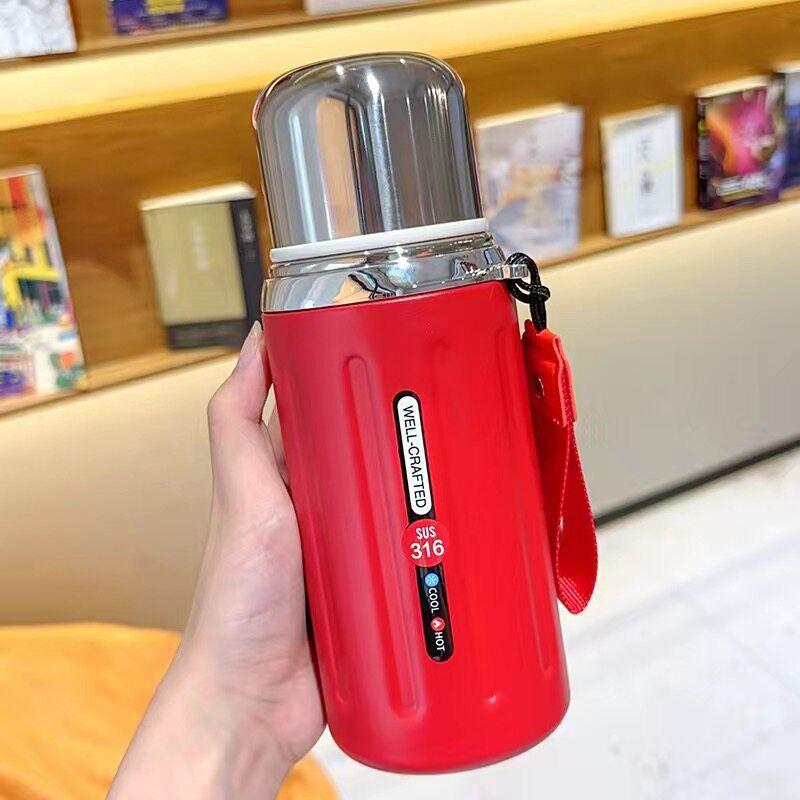 316 Stainless Steel Car-Mounted Large-Capacity Insulated Cup, New Tea-Water Separation Tea Brewing Cup, High-Value Pop-Up Lid Cup