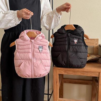 Kids' Lightweight Down Cotton Hooded Vest - Autumn/Winter Style for Boys & Girls