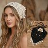 Ethnic Crochet Head Wrap Seashell Tassel Hollow Out Headscarf Boho Triangle Scarf Headband  Travel