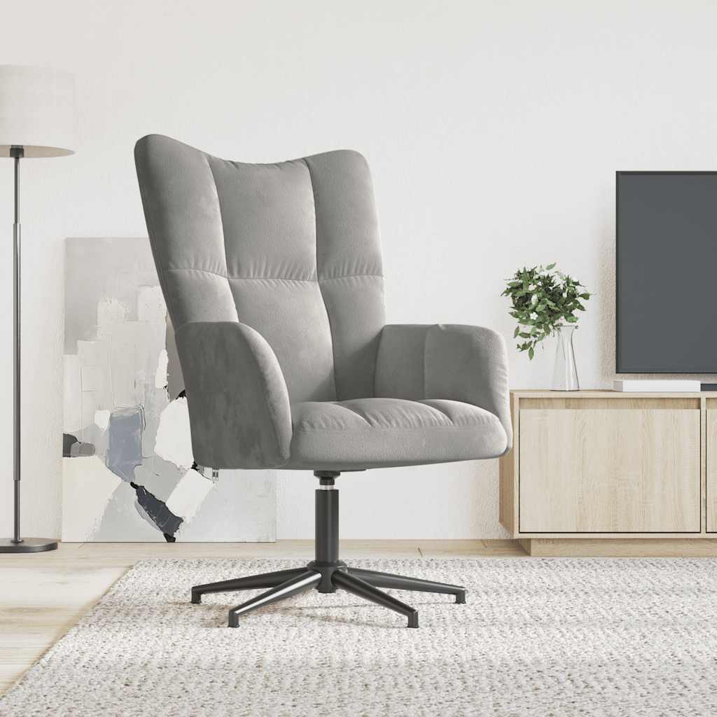 Vidaxl Armchair, Light Gray, Upholstered In Velvet