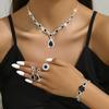Elegant Crystal Gemstone Jewelry Set: Teardrop Necklace, Earrings, Bracelet, and Ring for Women