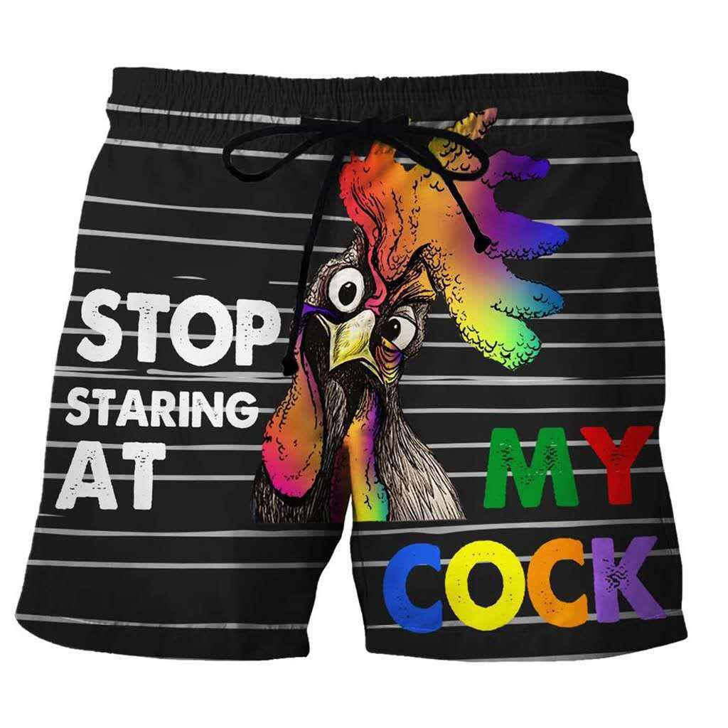 Men's 3D Turkey Head & Banana Print Swim Shorts