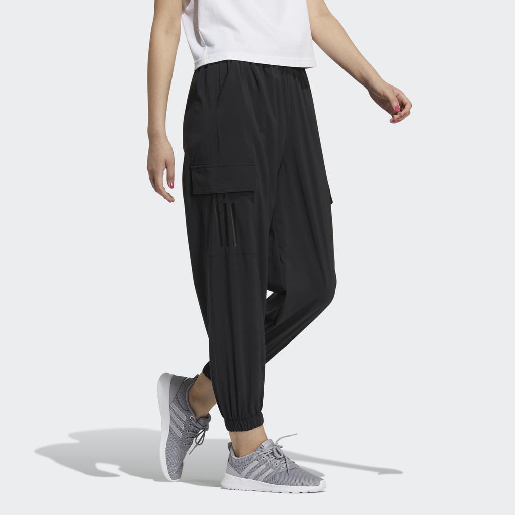 Adidas Neo Embroidered Logo Loose Fit Mid Rise Stretch Knit Sports Pants Women Bottoms Black H16283