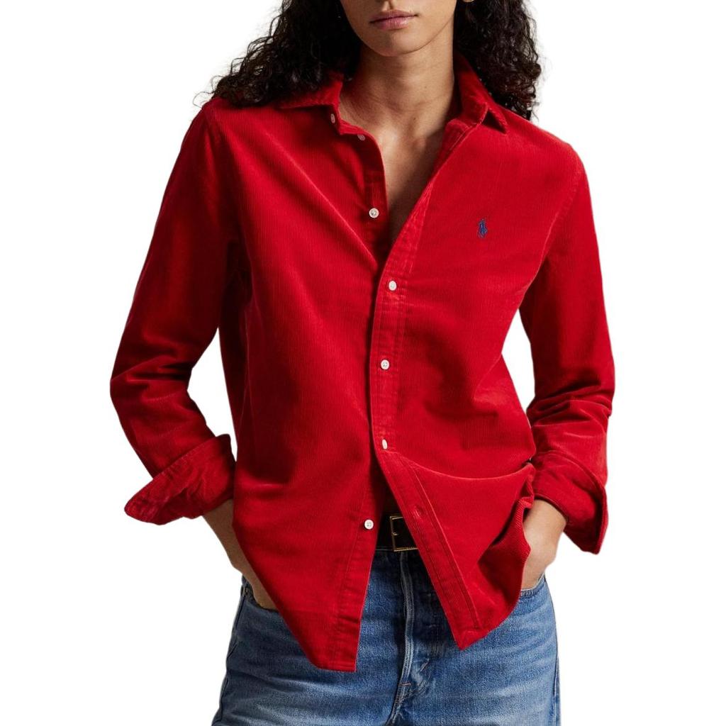 Cămașă cu mânecă lungă din in 100% cu logo brodat SS25 Polo Ralph Lauren Femei cămăși 211973262-002
