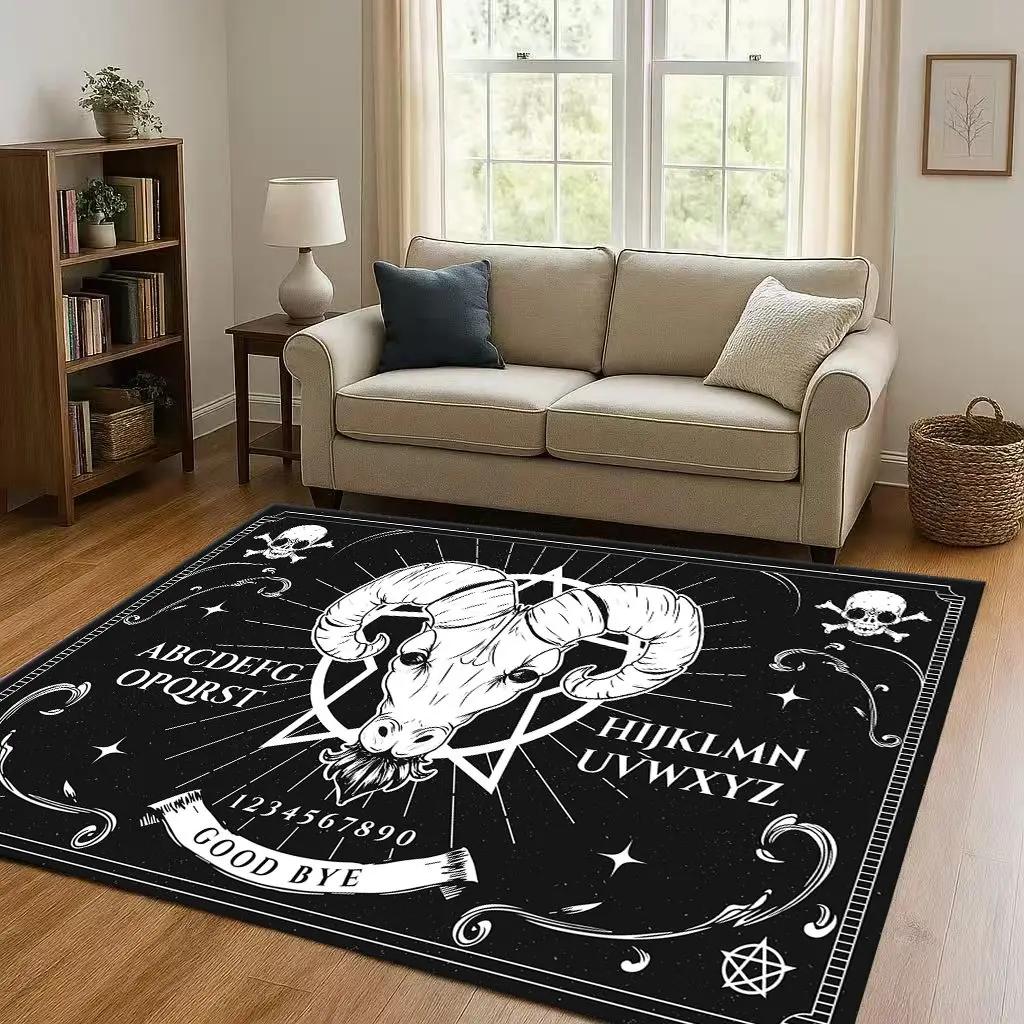 Alfombra de Área Antideslizante para Sala de Estar Alfombra 3D Retro Espíritu de Bruja Tablero Ouija para Dormitorio Sala de Juegos Sofá, Felpudo de Decoración para el Hogar
