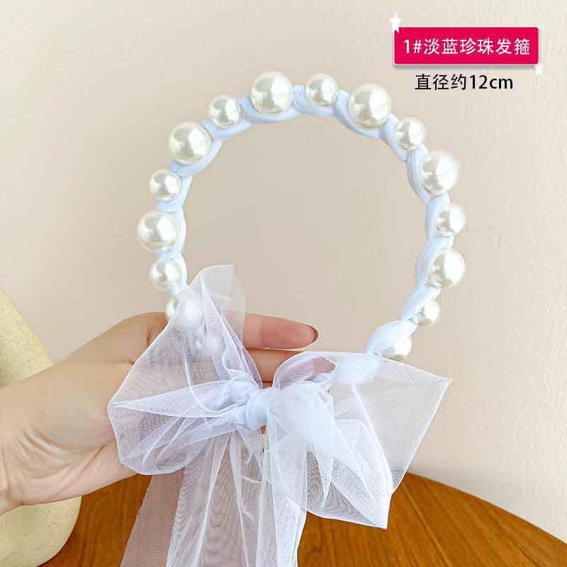 1 Pcs Pearl Hair Headband French Fairy Forest Style Ribbon Hair Accessory Women's Tied Hair Headband New Model