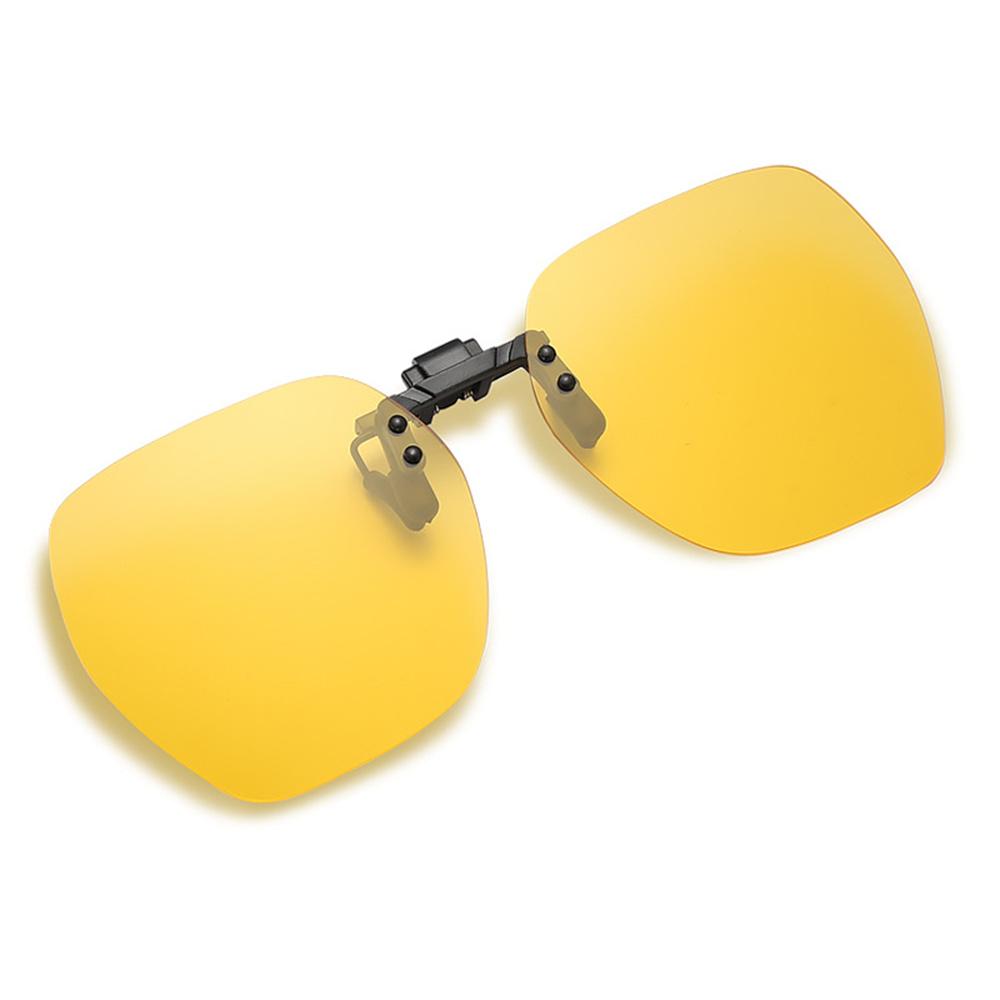 Polarized Sunglasses Clip Rimless Square Flip Up Glasses For Men Women Night Vision Clip On Eyeglasses Travel Driving Goggles