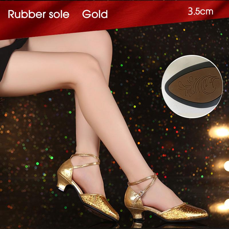 Close Toe Women's Latin Dance Shoes Low Heel 3.5cm Tango Waltz Mambo Rumba Samba Shoes Soft Sole