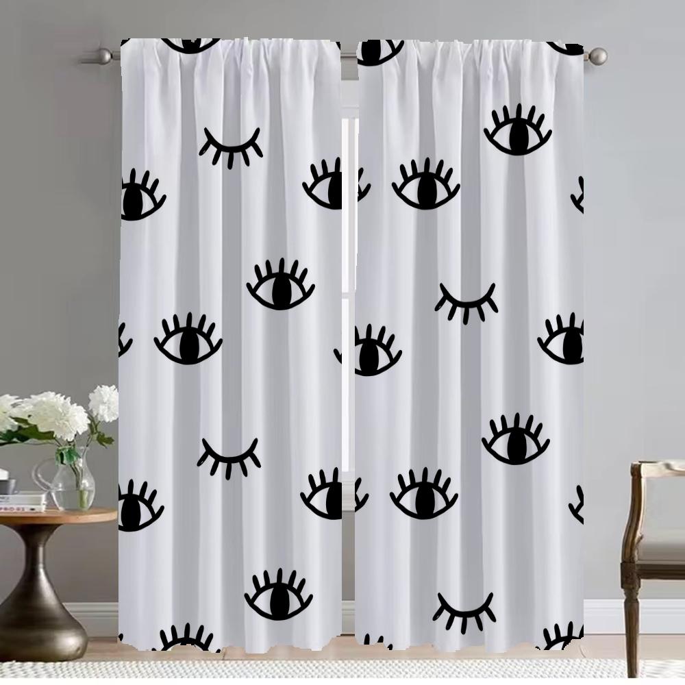 Elegant Room Curtains for Living Room Eyelash Partition Window Curtain Blackout Curtains 2 Pieces Shades Tulle for Bedroom Child