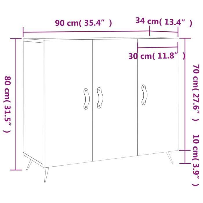 VidaXL White Buffet 90x34x80 Cm Engineered Wood 828076