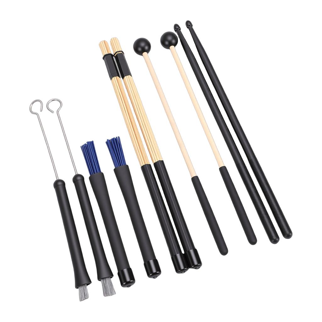 Drumstick Set 5 Pairs Drum Sticks Mallets Brushes with Oxford Cloth Bag for Practice Performance