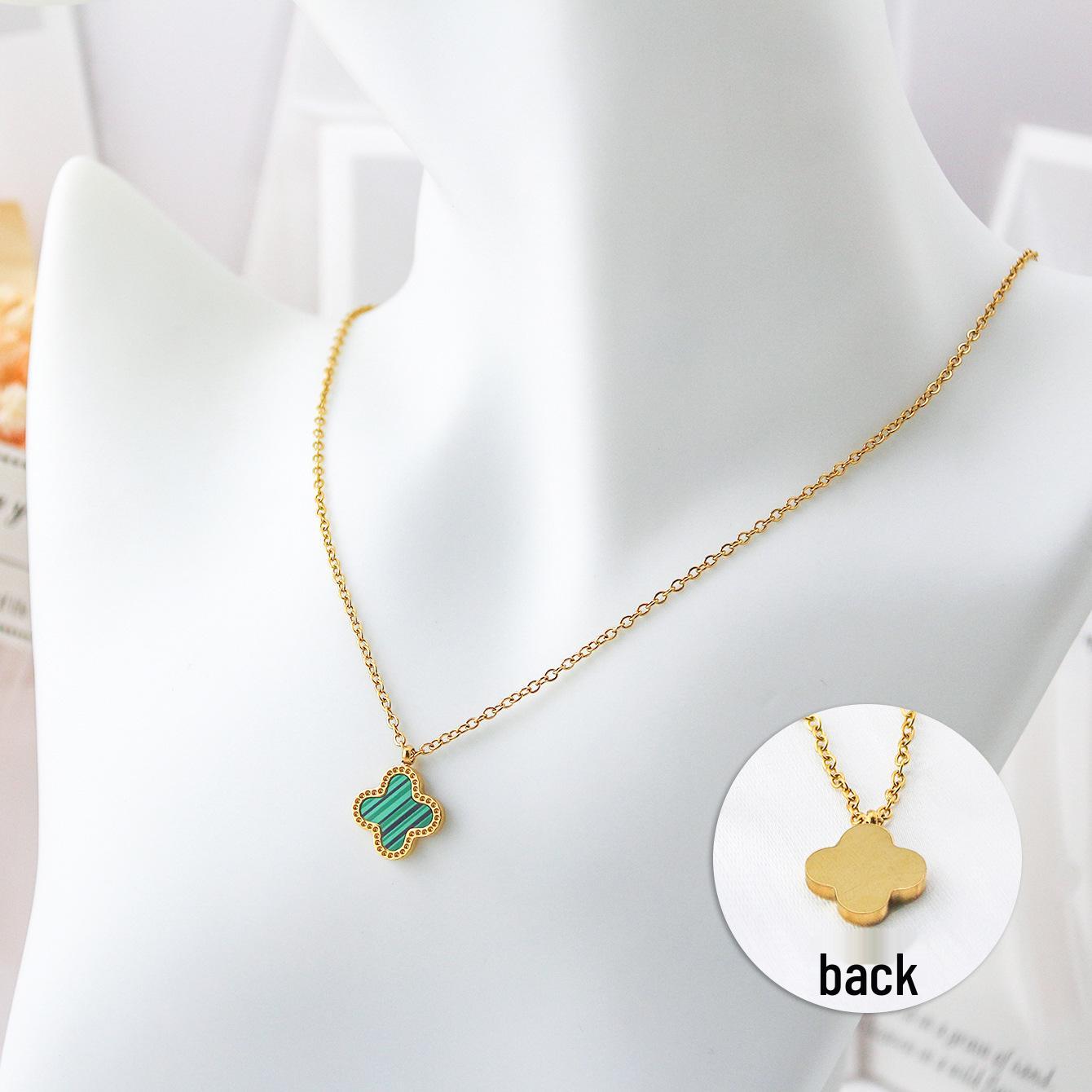 18K Gold-Plated Titanium Four-Leaf Clover Necklace | Polished, Non-Fading, 13mm Pendant