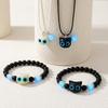Luminous Black Cat Pendant Bracelets for Women Men Cute Cartoon Resin Big Eye Kitten Pendant Necklace Fashion Couple Jewelry