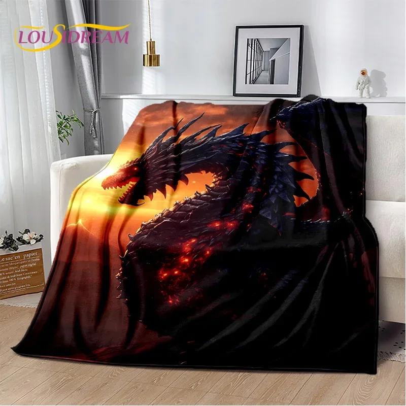 29 Style New Chinese Loong Dreamy Dragon Cartoon Blanket,Soft Throw Blanket for Home Bedroom Bed Sofa Picnic Travel Office Cover