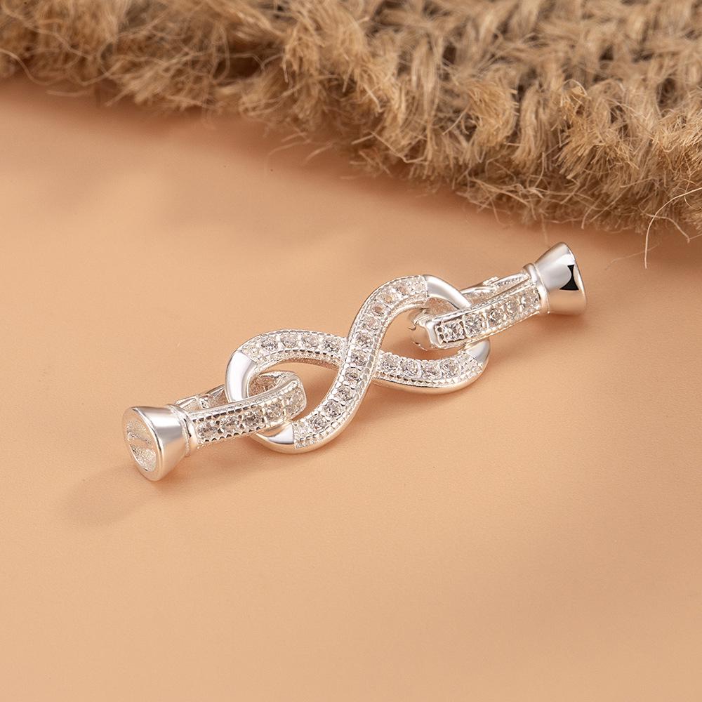 

S925 Sterling Silver Universal Connector Clasp for DIY Figure-Eight Buckle Necklace & Bracelet Sterling Silver (Approx. 1.76g) срібний