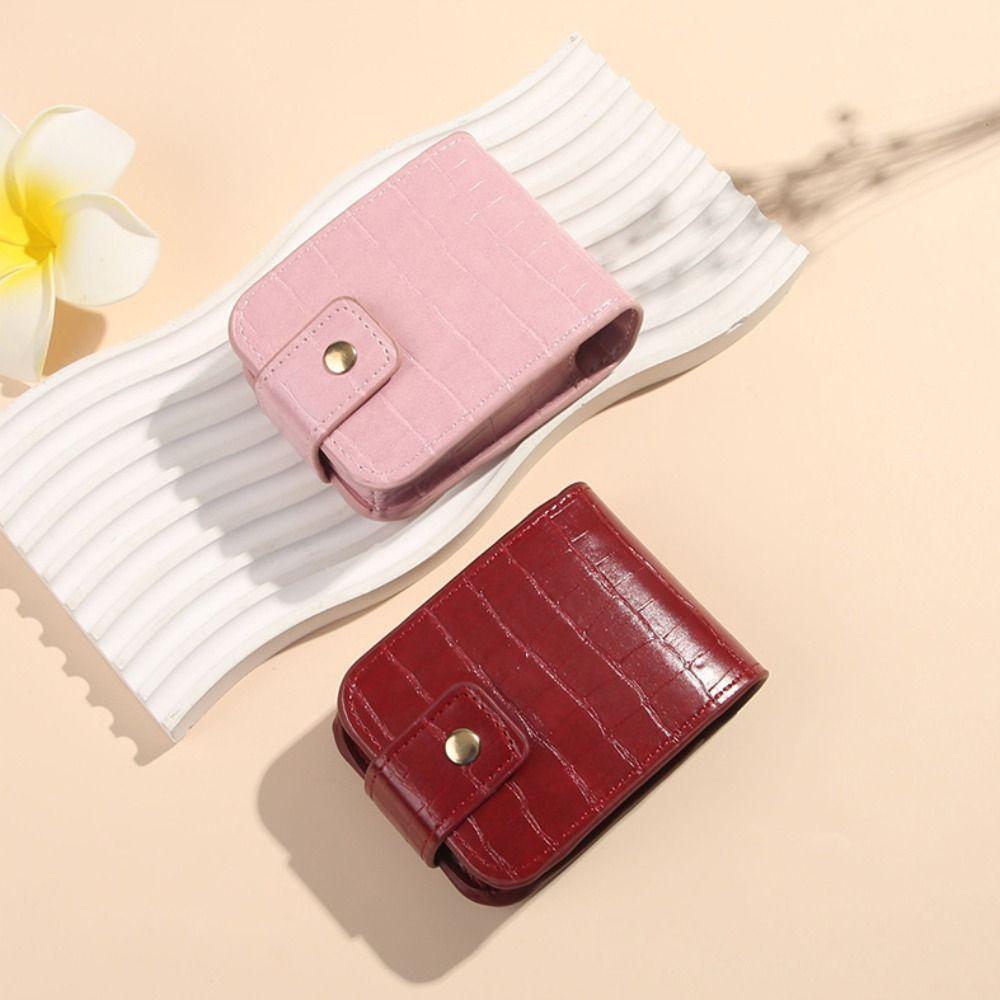 Fashion Alligator Pattern Lipstick Bag PU Leather Mini Makeup Bag with Mirror Portable Lipstick Protective Cover for Women Girls