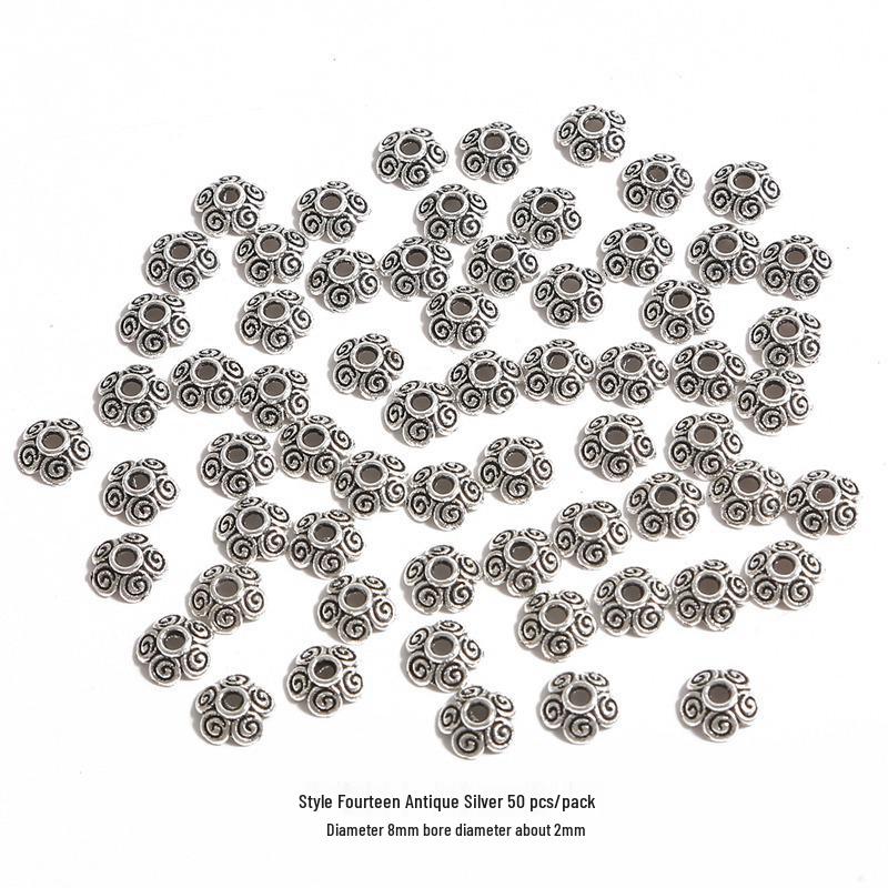 Handmade Antique Silver Flower Spacer Beads for DIY Bracelets & Hair Accessories