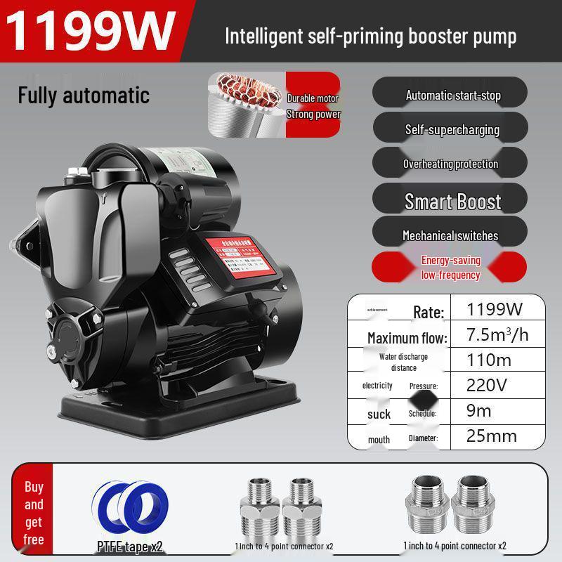 Smart Self-Priming Household Booster Pump 220V for Water Heaters and Solar Systems
