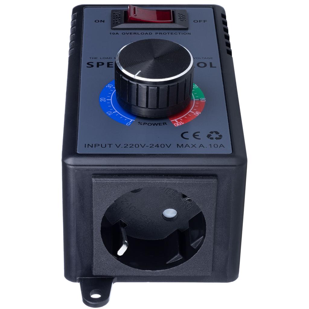 Rosfix Regulator Obrotów 4000W – Płynna Regulacja Napięcia 0–240V AC | Wyświetlacz Napięcia | Kompaktowa Obudowa z Gniazdkiem 230V