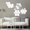 12pcs 3.15×2.76×1.57in Hexagon Mirror Wall Sticker Acrylic Self-adhesive Mirror Tile  Office