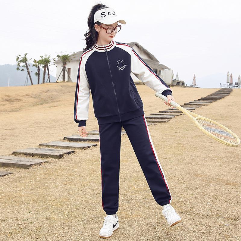 

2190 Teen Girls Spring Sportswear Suit - Hoodie Two-Piece Set for Ages 12-15 Small