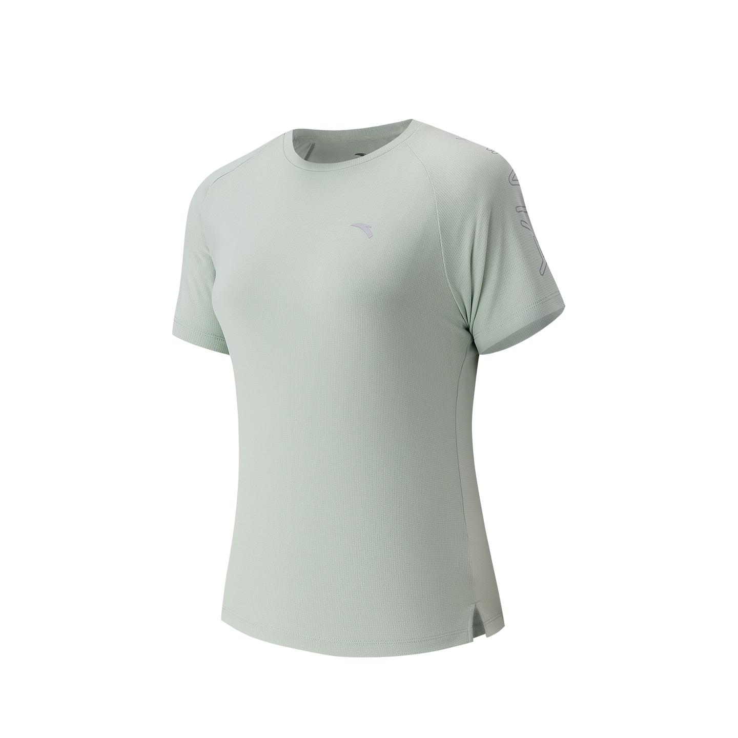 

Anta Short Sleeve Moisture Wicking Casual Knit Shirt Summer T-Shirt Women tops Mugwort-Green 962627116-2 XS