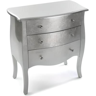 Comoda - VERSA - CAGLIARI - 3 gavetas - Cinza - Folhas de prata