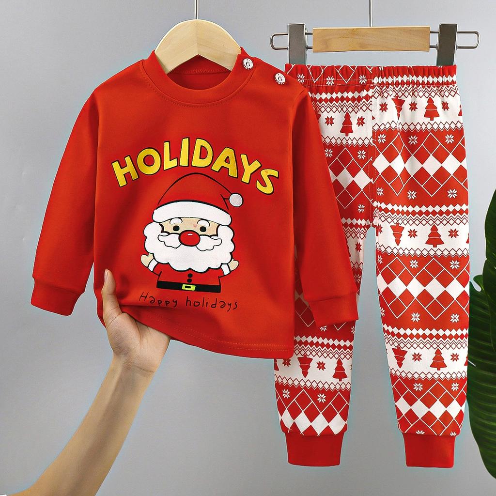 Cotton Children Pajamas Sets Unisex Soft Comfort Warm Cute Cartoon Printed Suitable Boys Girls Perfect for Autumn Winter Warmth