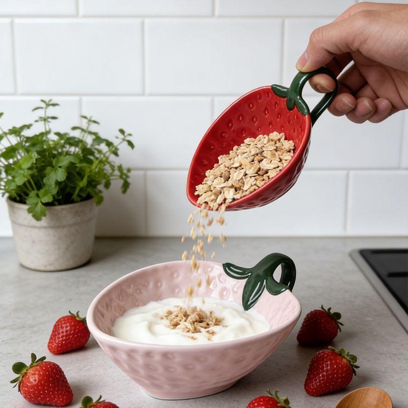 Ciotola Ceramica Fragola Europea Carina a Forma di Frutto Rosso Ciotola Snack Piatto da Tavola per Insalata e Dessert Piatto per Condimenti da Cucina