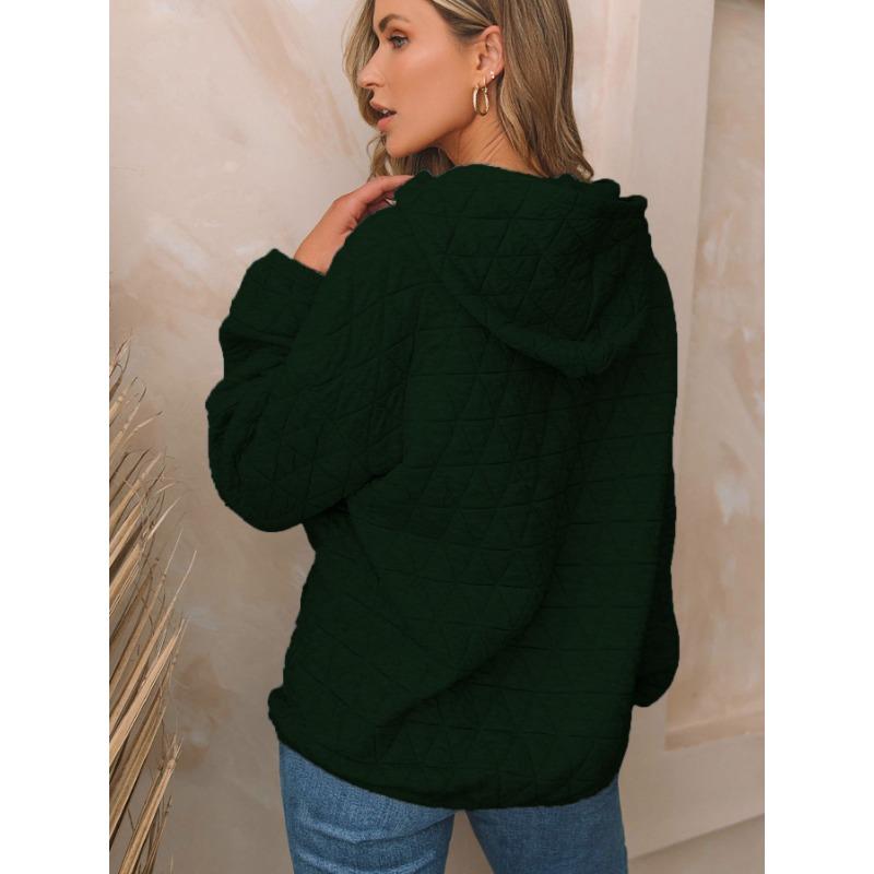 Women S Solid Color Pullover Hooded Sweatshirt With Pockets Casual