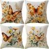 Orange Schmetterling und Goldene Chrysantheme Ländlicher Stil Kissenbezug Schlafzimmer Sofa Dekorative Kissenhülle mit Reißverschluss
