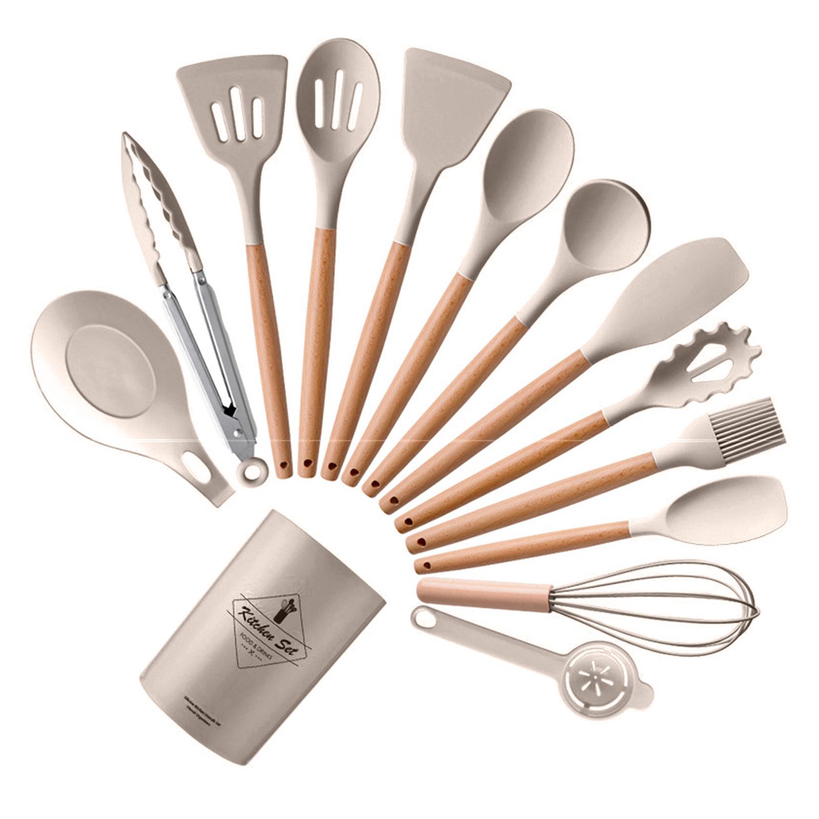 14Pcs Silicone Kitchen Utensils Set Non Stick Cooking Utensils Baking Tool Heat Resistant Cooking Utensils Easy to Clean
