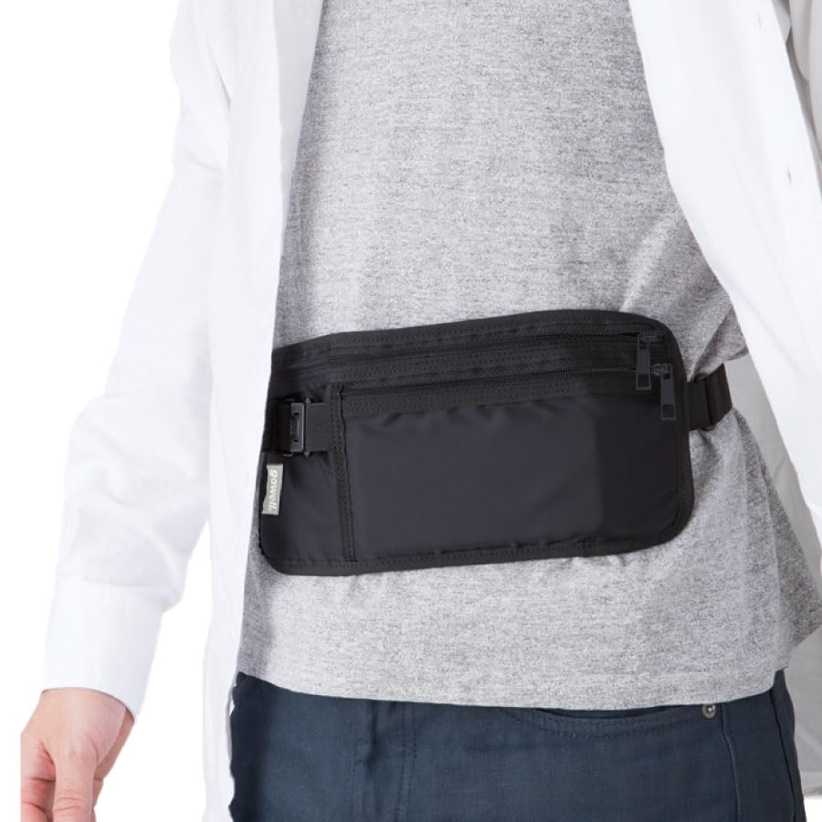 waist pouch gowell security crime prevention Anti-skimming, body-hugging pouch, anti-theft, (black)
