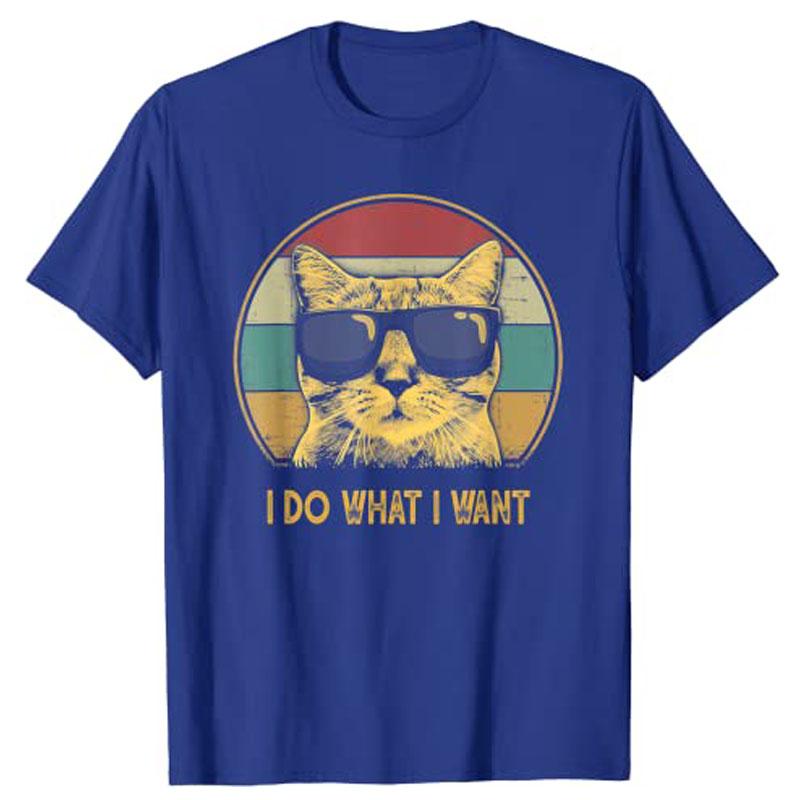 Retro Ich Mache Was Ich Will Katze Lustiger Katzenliebhaber T-Shirt Damen Mode Tee Tops Y2k Vintage Kätzchen Grafik Damen Kleidung Persönlichkeit