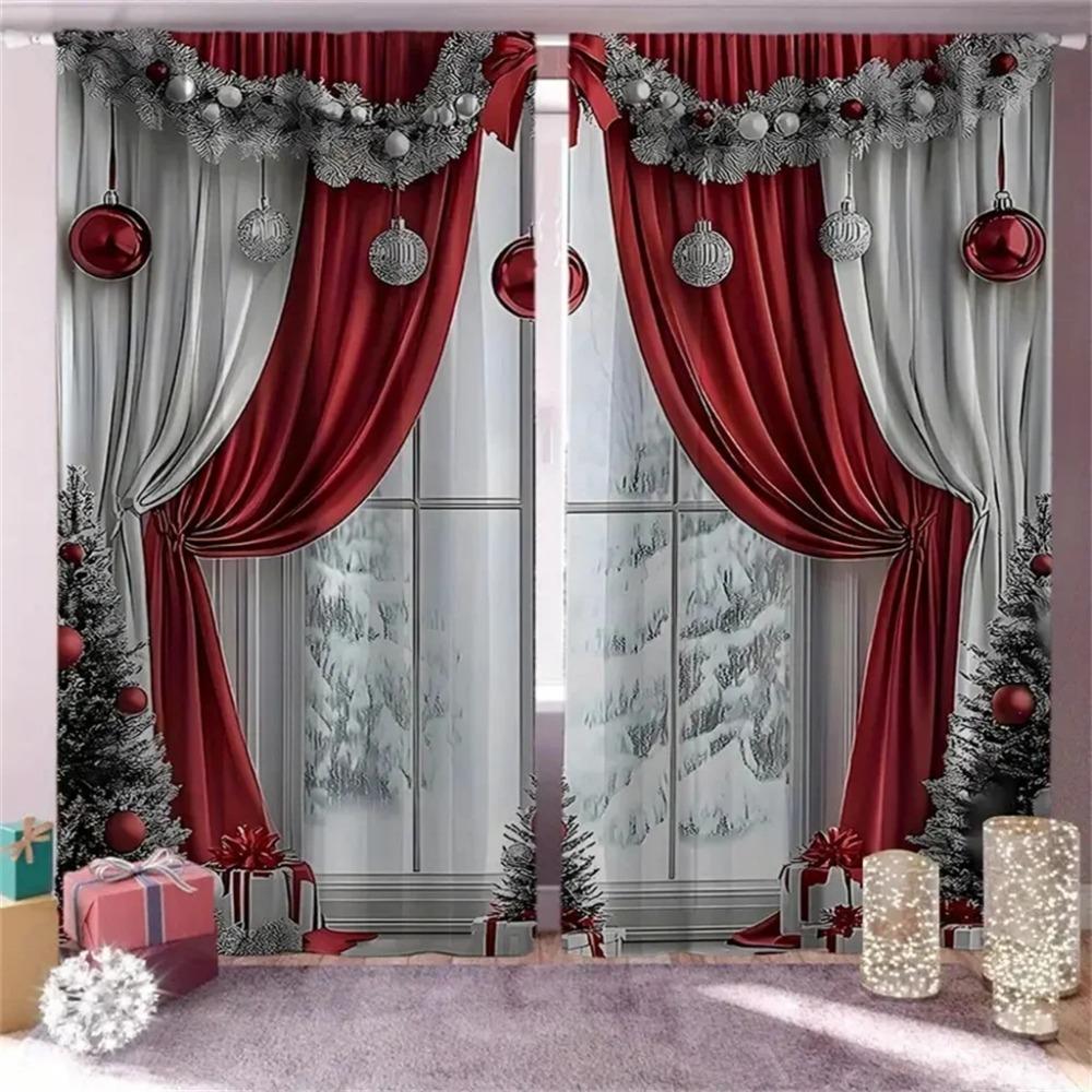 Zeitgenössische Weihnachts-Cartoon Schneemann Vorhänge - 2er-Set Festlicher Digitaldruck, Maschinenwaschbar, Feiertagsdeko Wohnzimmer