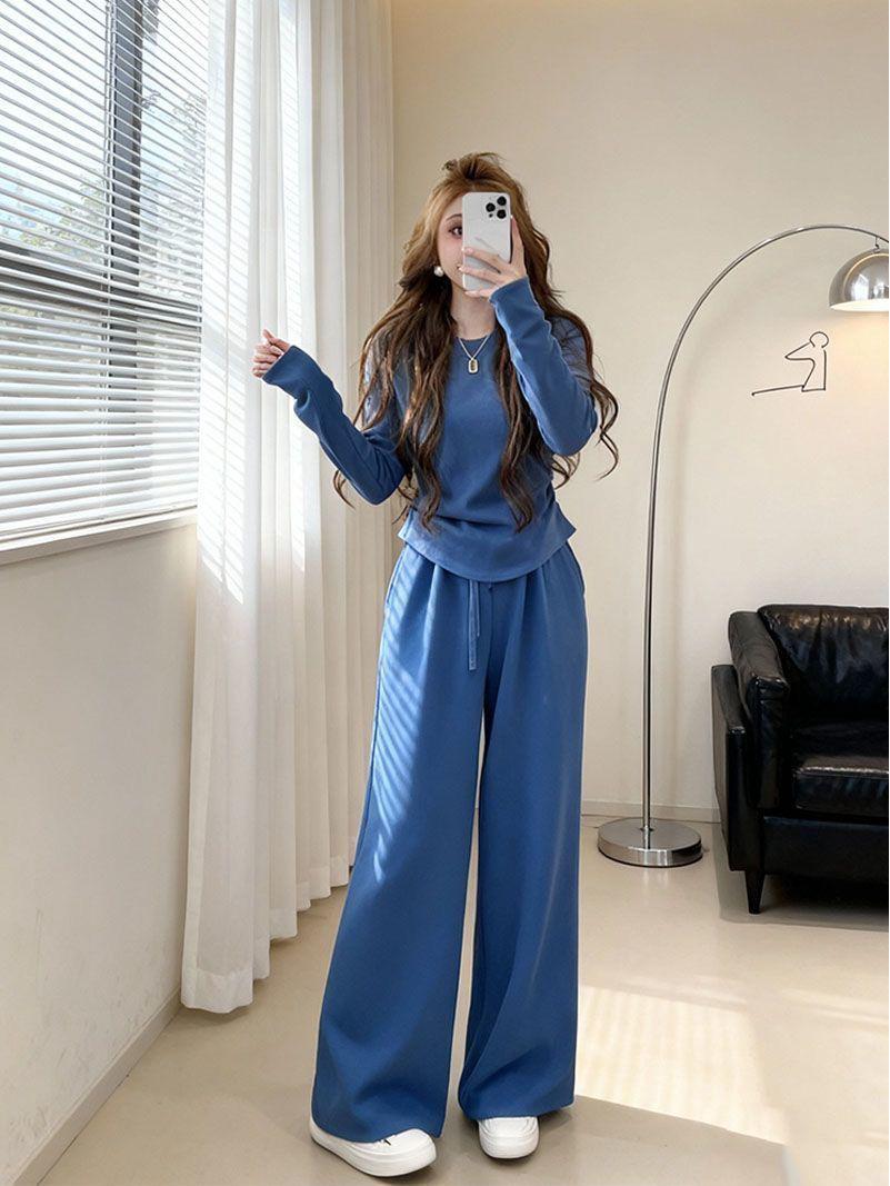 

2026 Trendy German Velvet Lazy Style Top & Sweatpants Set for Outerwear Extra Large