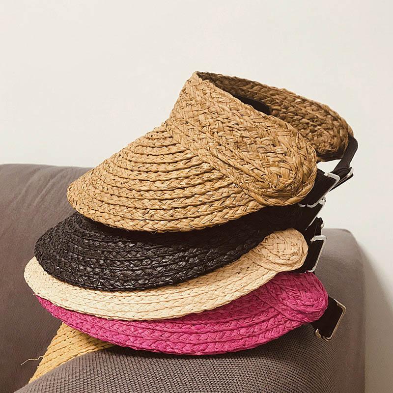 My Extreme Outdoor Activities Women's Natural New Fashion Wide Brim Raffia Sun Visor Hat For Straw Hat Ponytail Summer Beach Hat Uv Packable Travel Derby Hat