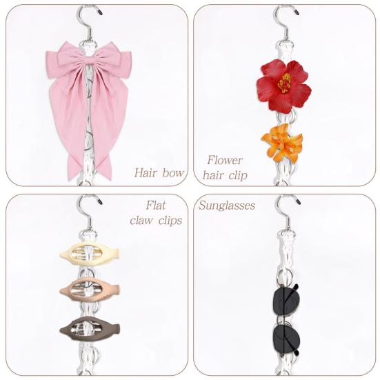 Boho Hair Clip Organizer Braided Vertical Hair Claw Holder with 20 Metal