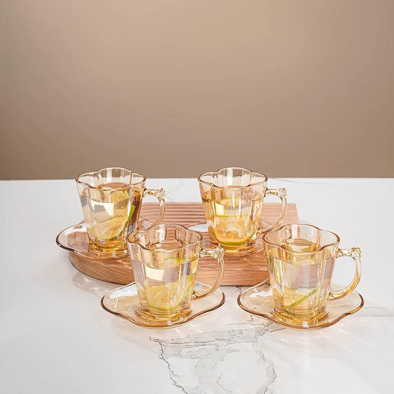 COMATE Twelve-Piece Heat-Resistant Glass Cup & Saucer Set