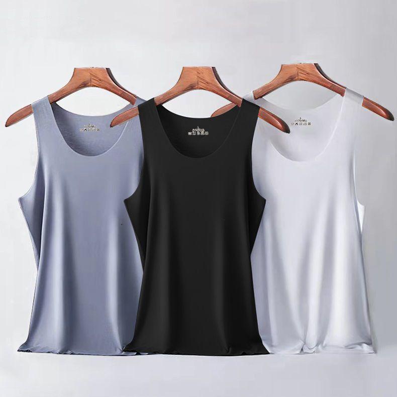 Nouveau débardeur sans couture en soie glacée pour homme, été, fin, respirant, élastique, séchage rapide, sous-vêtement de sport décontracté