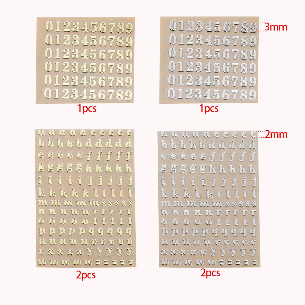 Adesivi Decorativi Lettere Alfabeto Numeri 2-9mm Riempitivo Resina Epossidica Oro Argento Per Stampi in Silicone Fai da Te Riempimenti per Artigianato