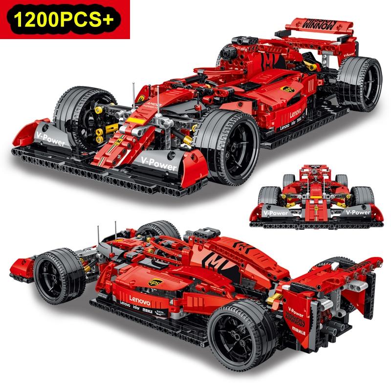 

1200Pcs Super Race Car Brick Playset Scale Ratio Model Red Classic Sports Creative DIY 3D Desktop Decor Christmas Holiday Gift Present Adults Kids