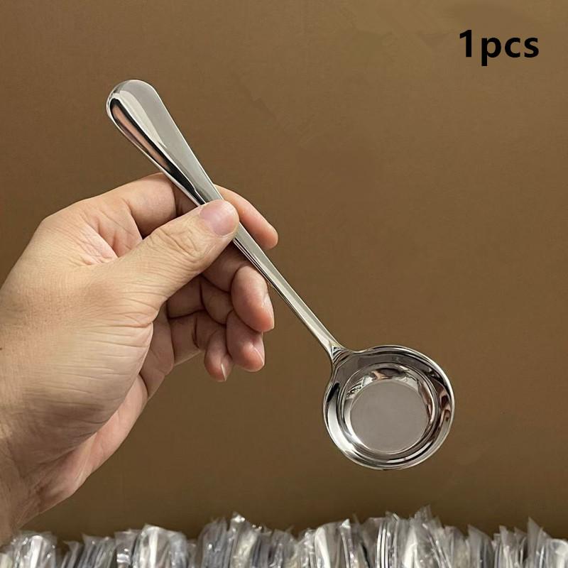 

1/2 шт. Ложка из нержавеющей стали с плоским дном и круглой головкой, ложка с длинной ручкой для риса, супа, лапши, кофе, торта, десерта 1pcs